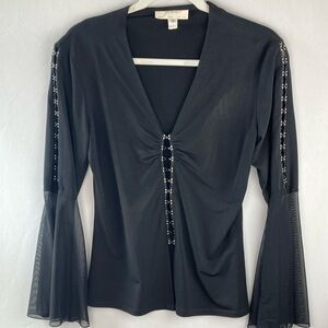 Janine black and rhinestone dress top in size medium